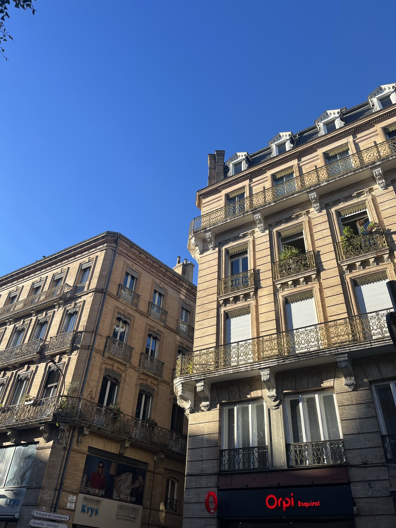 Toulouse facades with wrought-iron balconies